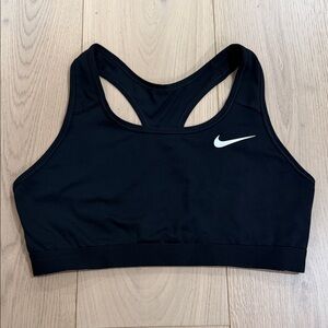 Nike Black Racerback Performance Sports Bra with White Swoosh Size Large
